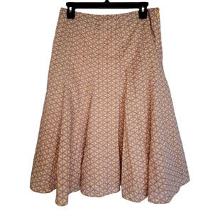 GAP Pleated Casual Flare Skirt Geometric Purple Apricot Women's Size 6